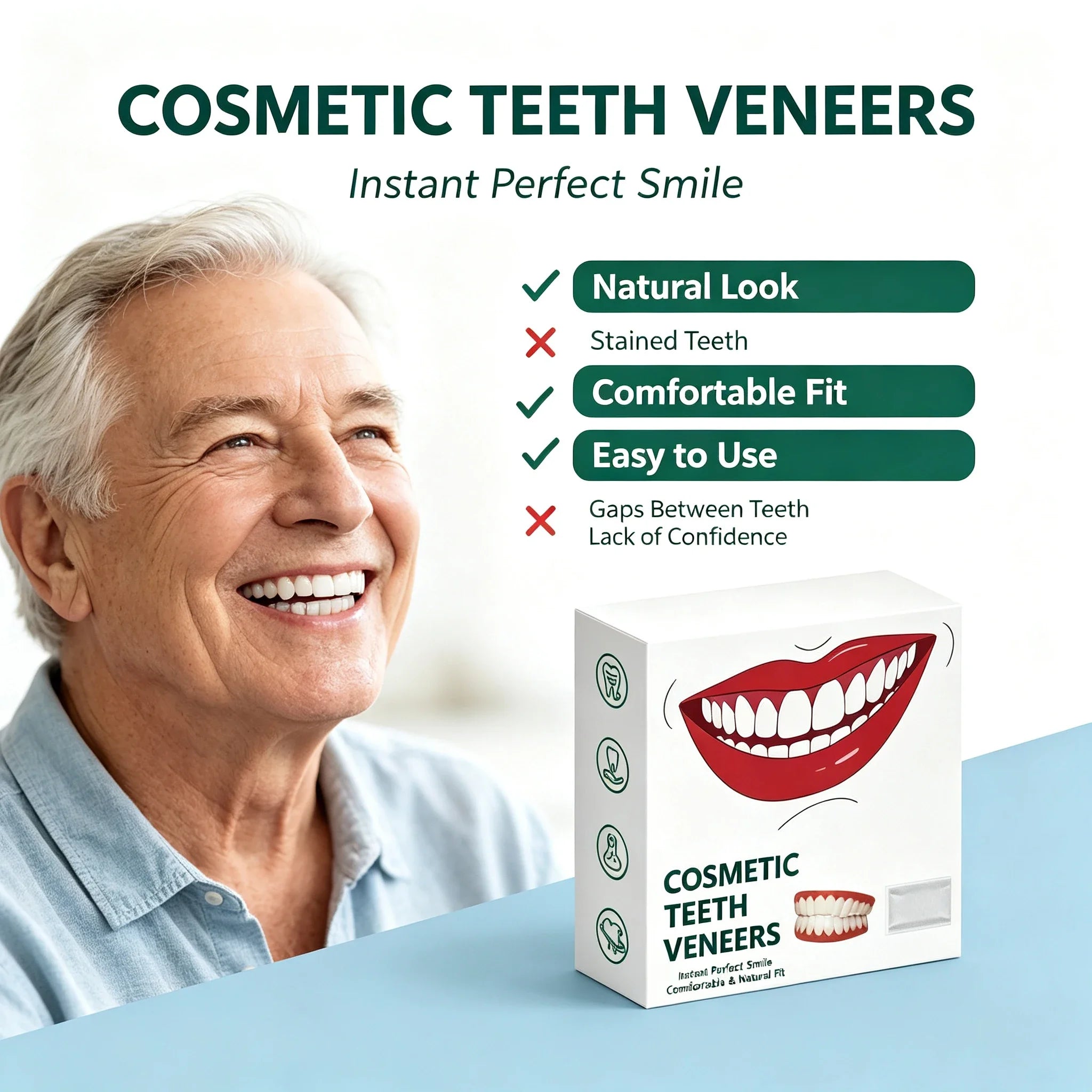 Silicone Full Dentures and Cosmetic False Teeth for Daily Oral Care Comfort - 10