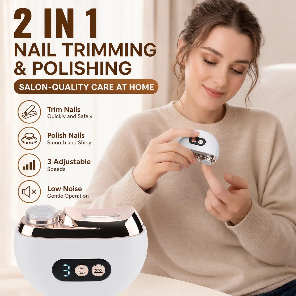 Electric Nail Clipper and Automatic Nail Trimmer for Home Use and Travel Care - 1