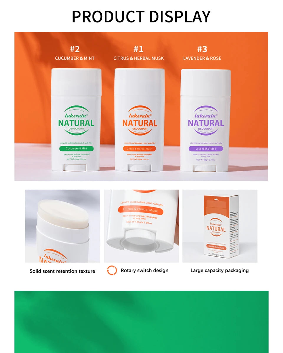 Solid Deodorant Stick and Natural Underarm Balm for Freshness All Day Long