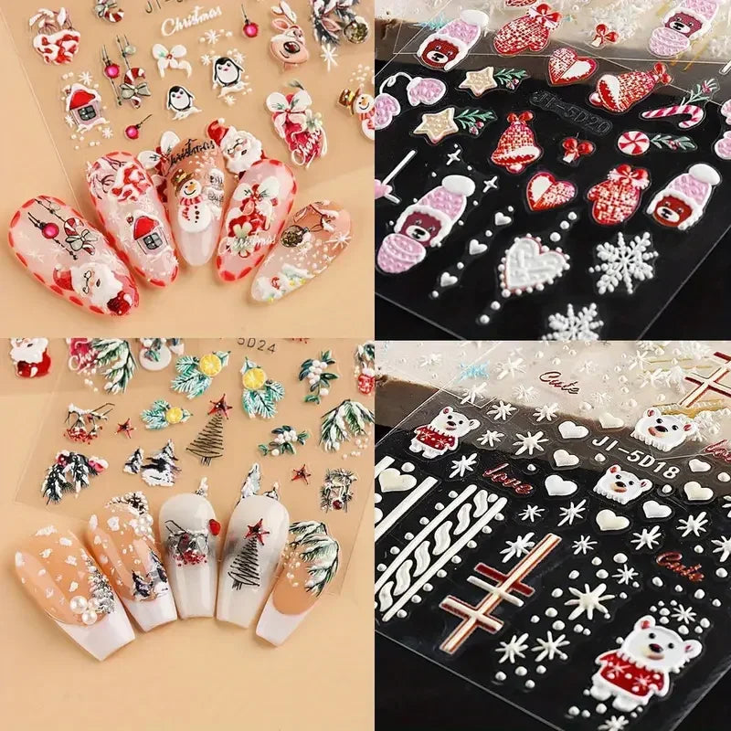 Christmas Nail Stickers and Winter Snowflake Nail Decals for Holiday Art