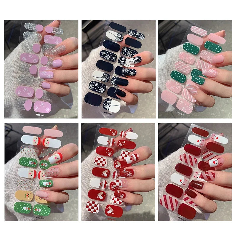 Christmas Nail Sticker and Holiday Gel Wrap for Winter Party Decorations