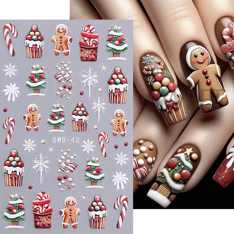 Santa Claus Nail Stickers and Christmas Decals for Winter Holiday Manicure Designs