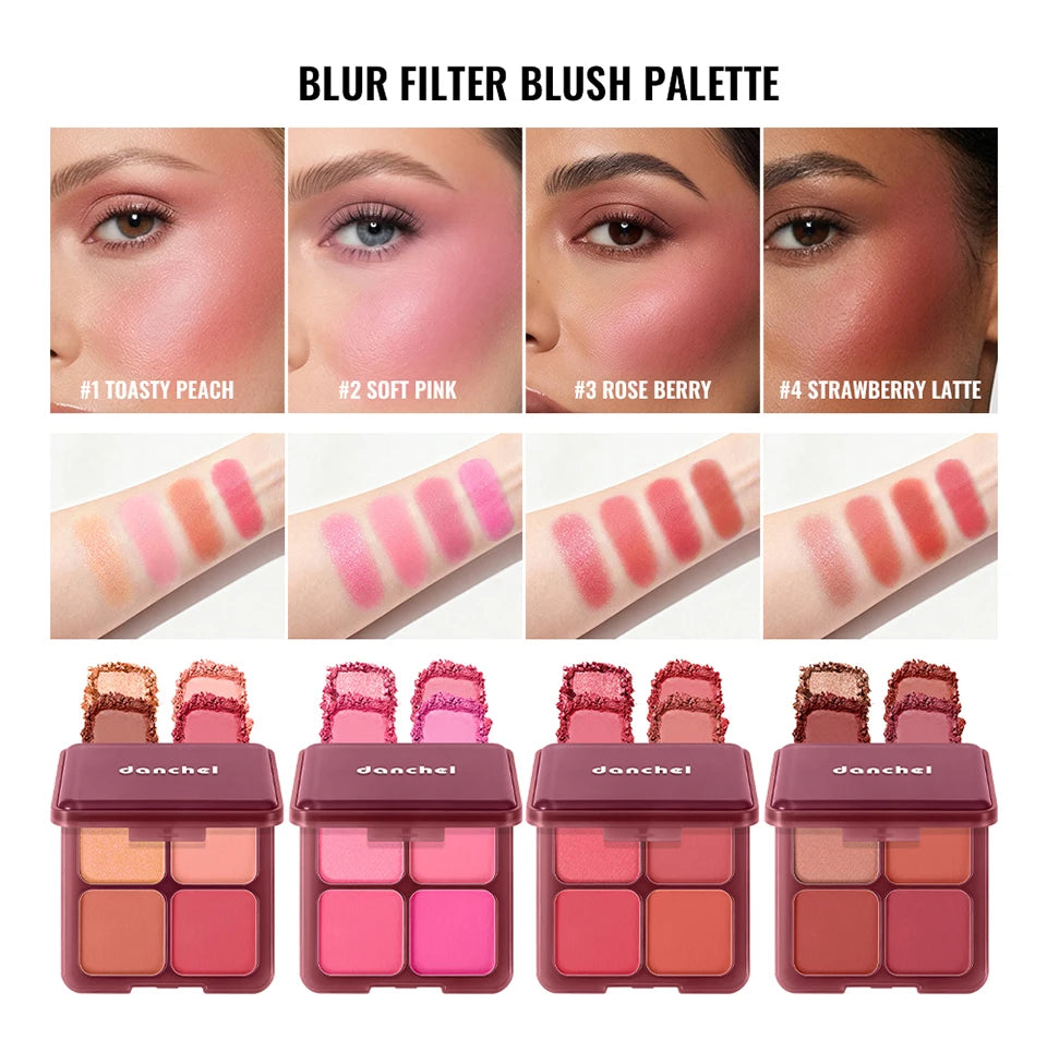 Blush Palette and Face Powder Makeup for Natural Daily Glow and Soft Focus Finish