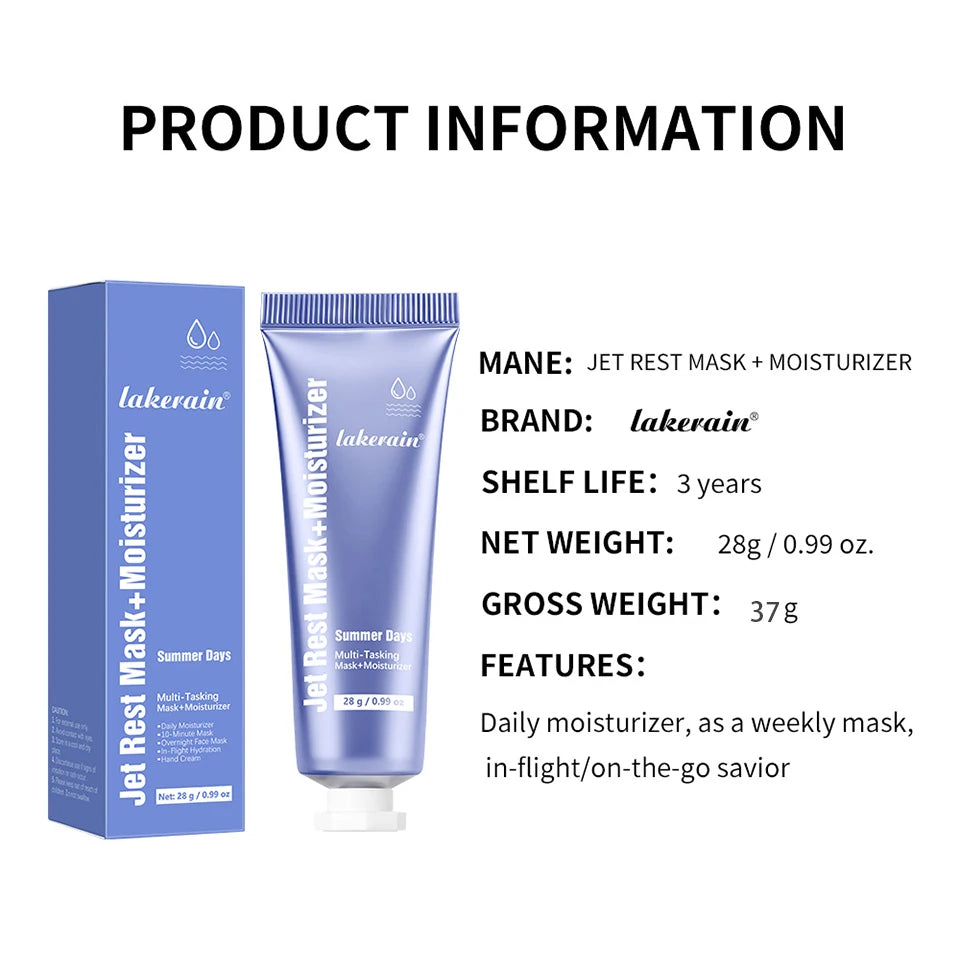 Jet Rest Face Mask and Daily Moisturizer for Dry Skin and Travel Hydration