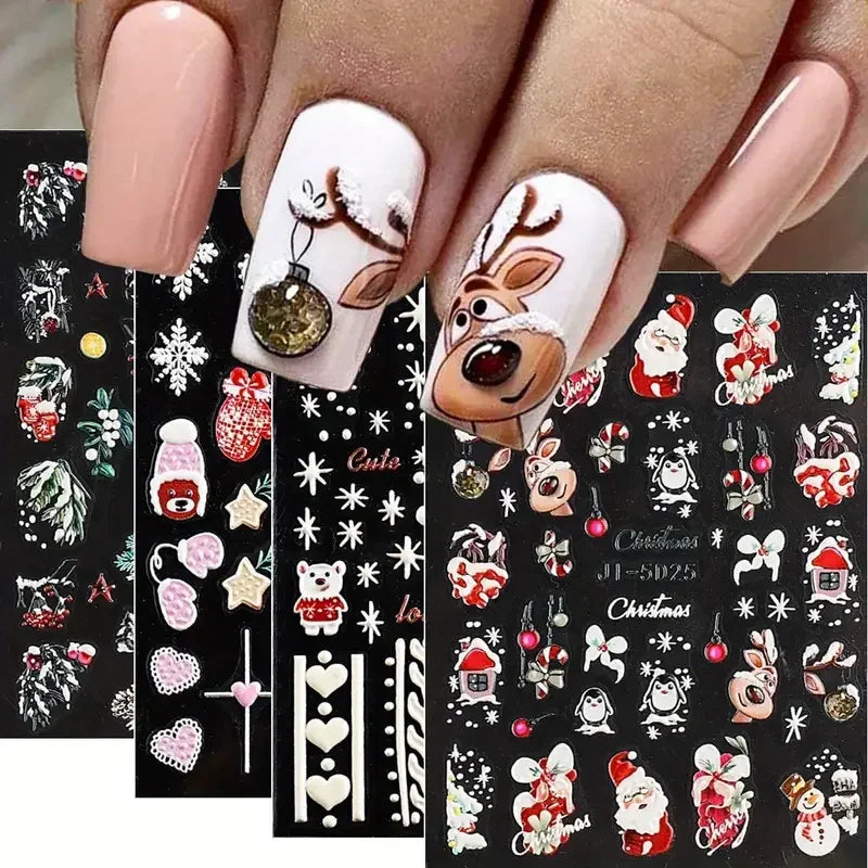 Christmas Nail Stickers and Winter Snowflake Nail Decals for Holiday Art