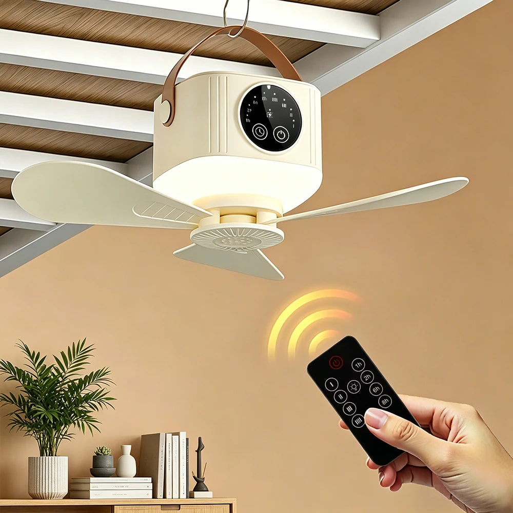 Portable Ceiling Fan and Hanging Tent Light for Camping Dorms and Bedrooms - 7