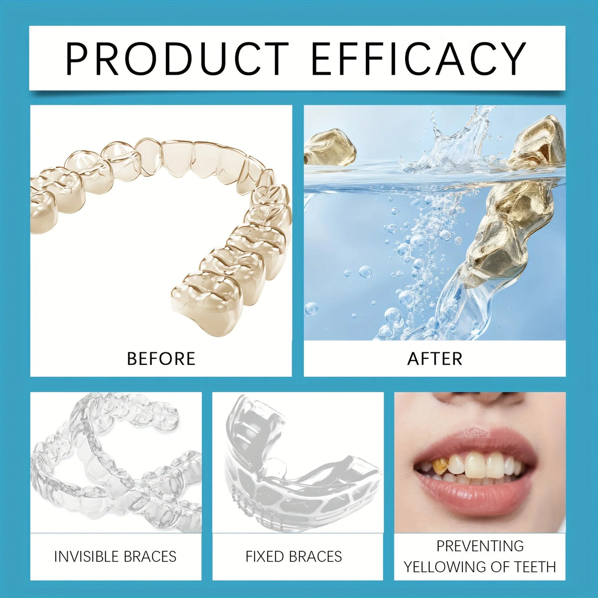 Denture Cleaning Tablets and Effervescent Soak Kit for Daily Dental Hygiene