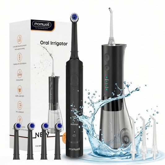 Electric Toothbrush and Water Flosser Set for Healthy Gums and Deep Cleaning