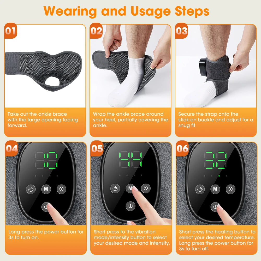 Electric Ankle Massager and Heated Foot Brace for Post Sport Recovery Support