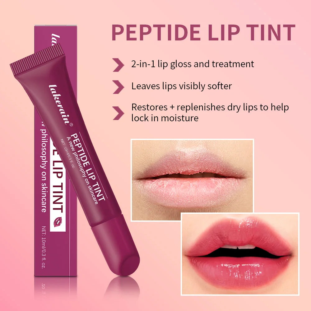 Peptide Lip Tint and Moisturizing Lip Gloss for Daily Hydration and Shine