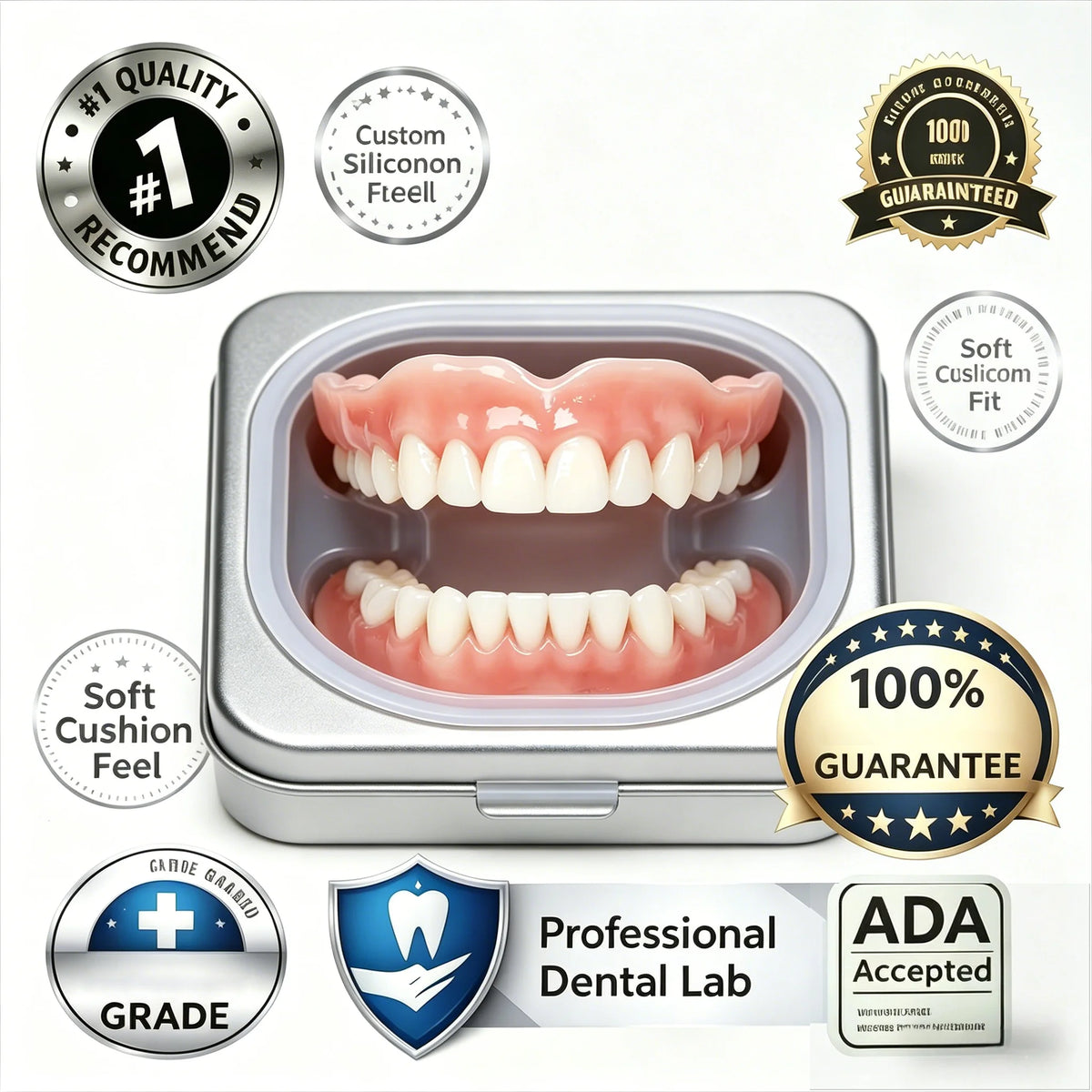 Adjustable Dentures and Fake Teeth Set for Adults and Elderly Daily Wear