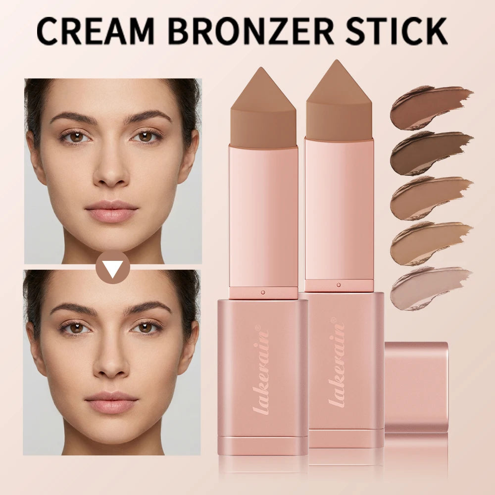 Cream Bronzing Stick and Contour Shaping Makeup for a Natural Sun Kissed Glow