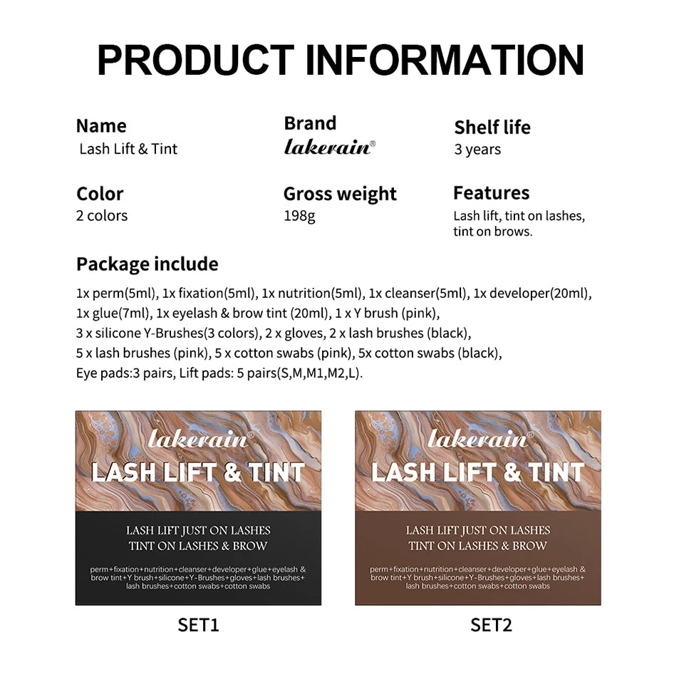Eyelash Perm and Tint Kit or Lash Lifting Set for Professional Home Beauty