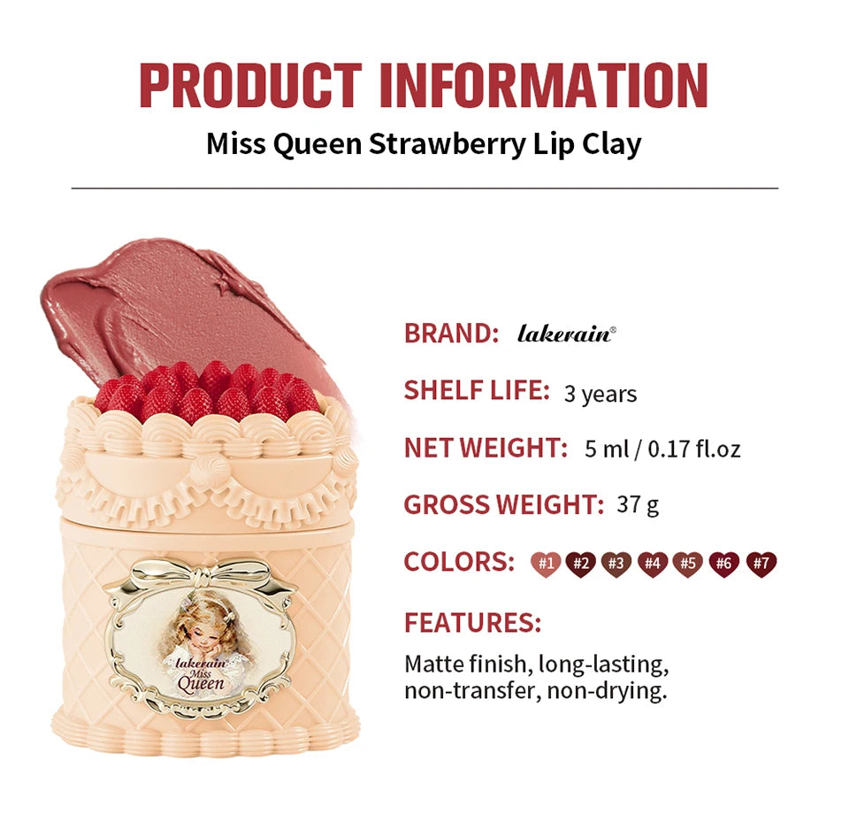Strawberry Lip Mud and Matte Lip Cream for Long Lasting Velvet Makeup Looks