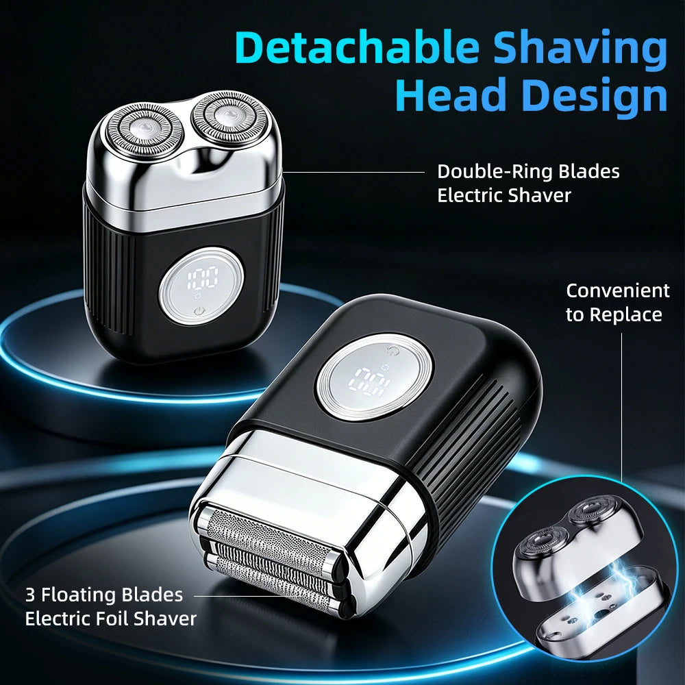 Electric Foil Shaver and Portable Beard Trimmer for Daily Grooming and Travel