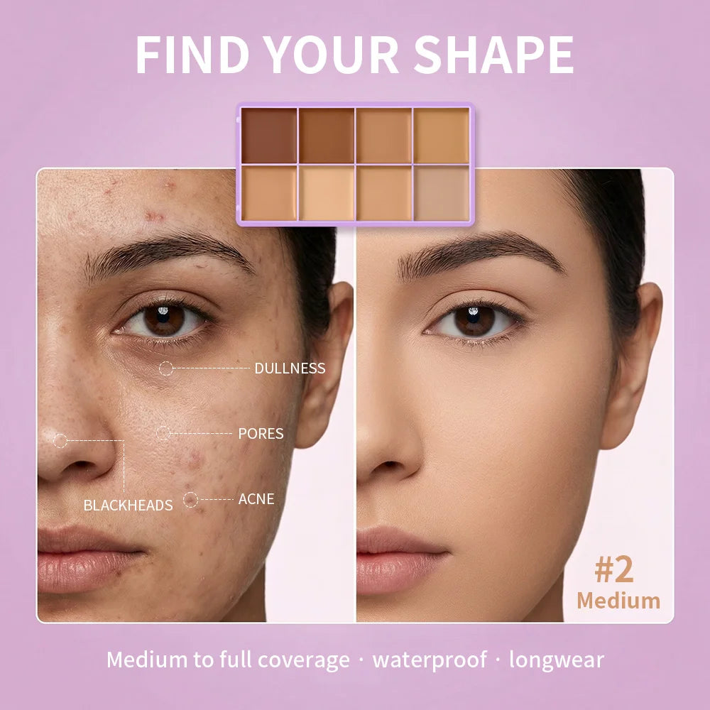 Cream Concealer Palette and Contour Kit for Professional Face Makeup Looks