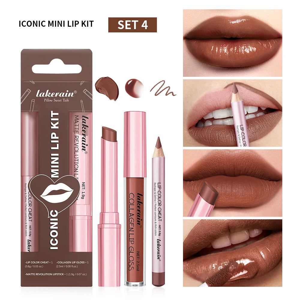 Lip Liner and Lipstick Makeup Set for Perfect Daily and Travel Lip Styling