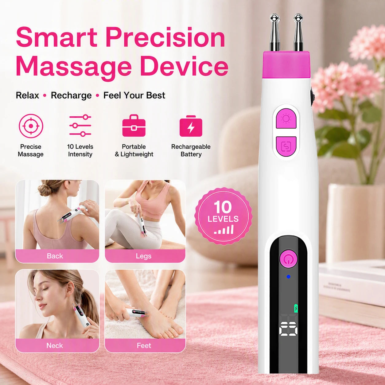 Handheld Massage Pen and Electric Body Massager for Neck and Back Muscle Relief - 7