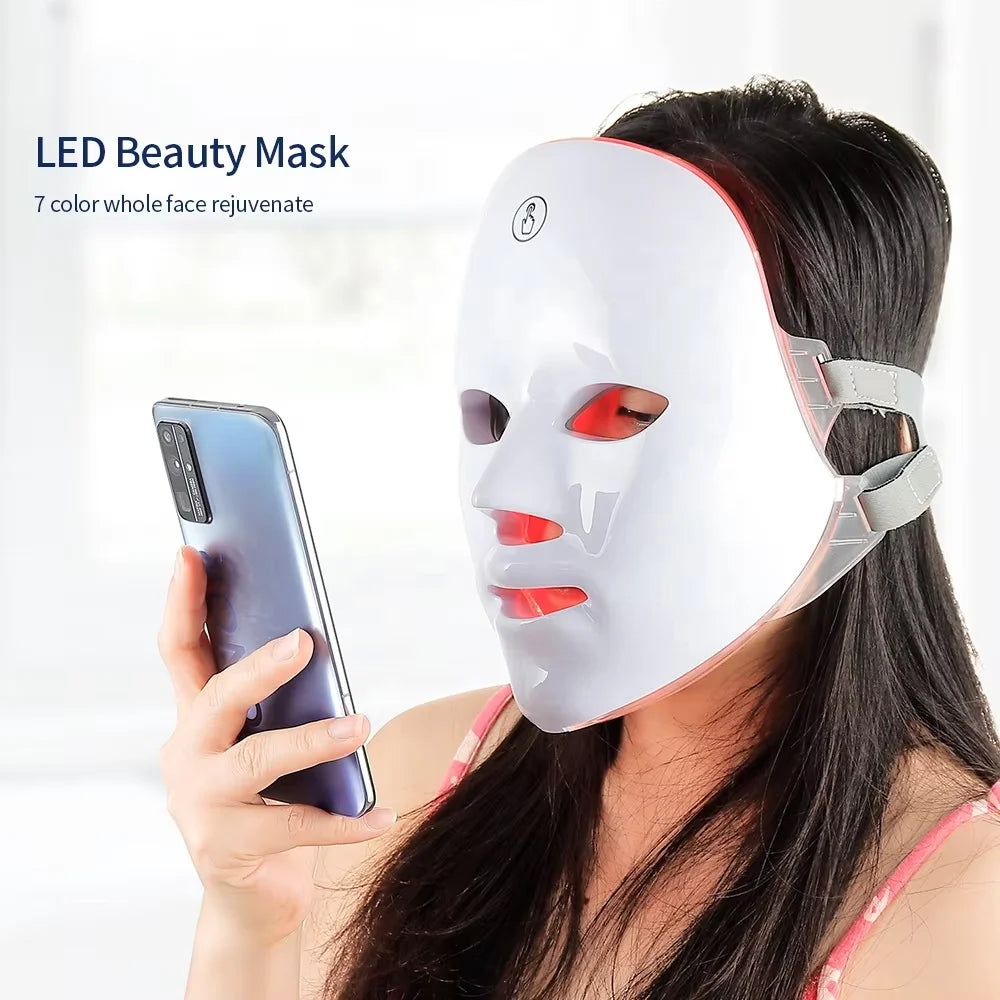 Rechargeable Facial LED Mask and Photon Beauty Device for Skin Rejuvenation at Home