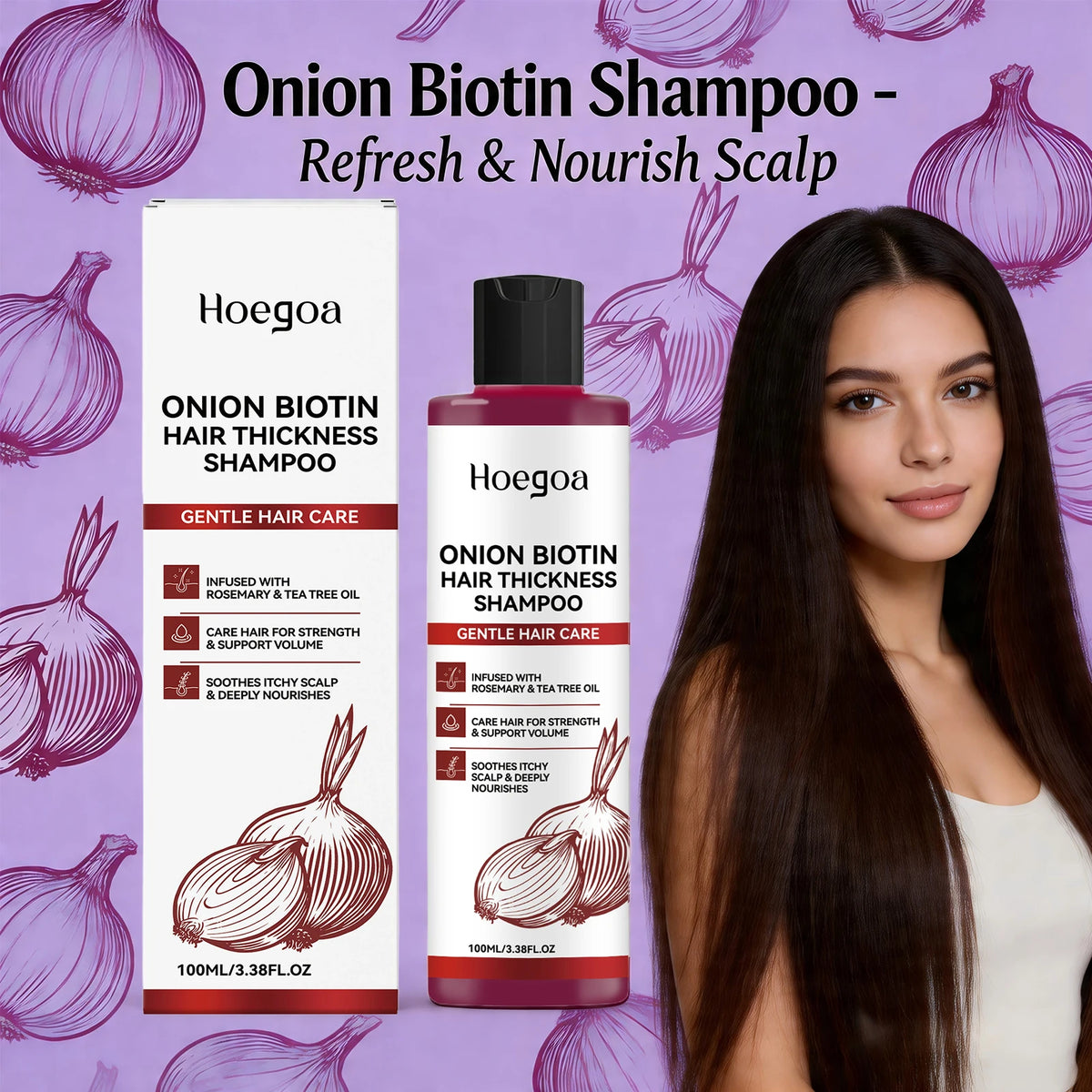 Onion Biotin Shampoo and Hair Growth Cleanser for Thicker Looking Voluminous Hair