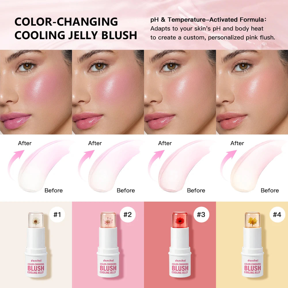 Color Changing Jelly Blush and Floral Tint Stick for Natural Daily Makeup - 8