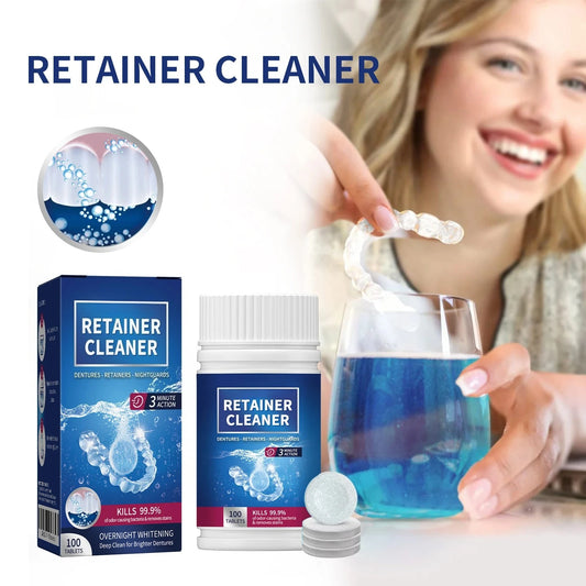 Denture Cleaner Tablets and Retainer Cleaning Tabs for Daily Oral Hygiene Care