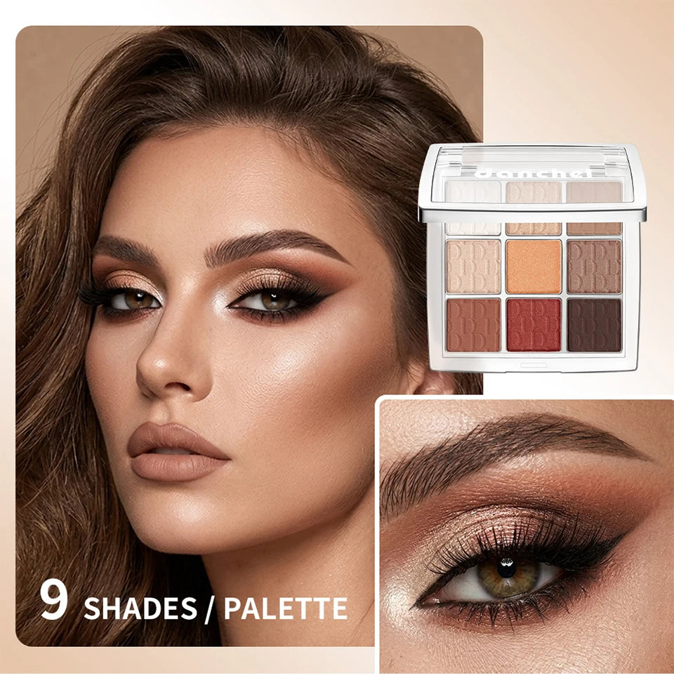 Nine Color Eyeshadow Palette and Matte Shimmer Makeup Kit for Daily Smoky Looks - 9