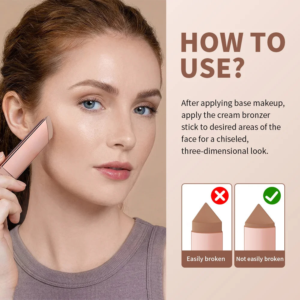 Cream Bronzer Stick and Face Contour Makeup for Everyday Sculpted Beauty