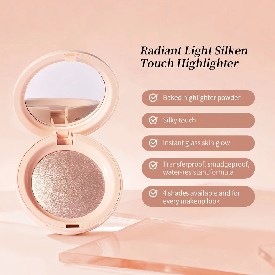Baked Face Highlighter and Illuminator Powder for a Natural Radiant Glow