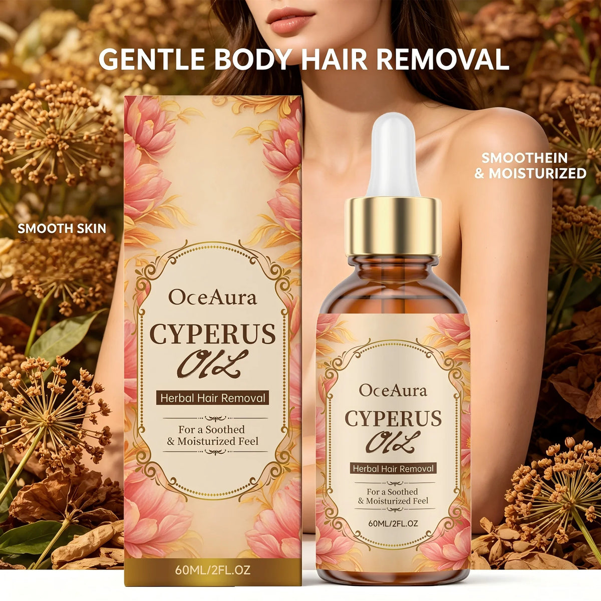 Cyperus Oil and Hair Growth Inhibitor for Smooth Post Shaving Skin Care