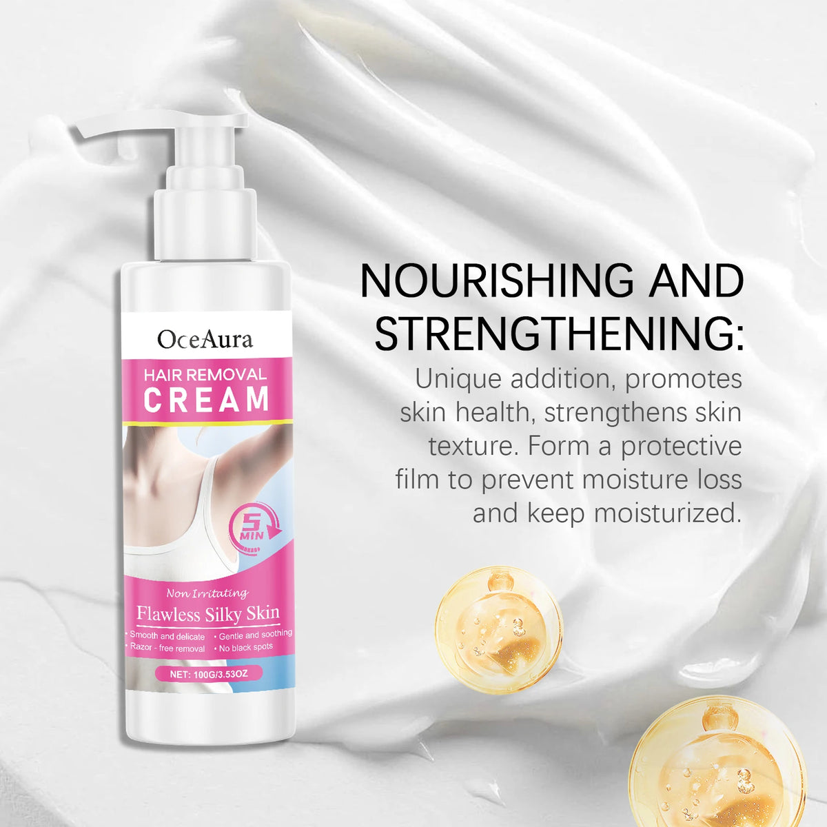 Hair Removal Cream and Depilatory Lotion for Smooth Body Skin Care Routine