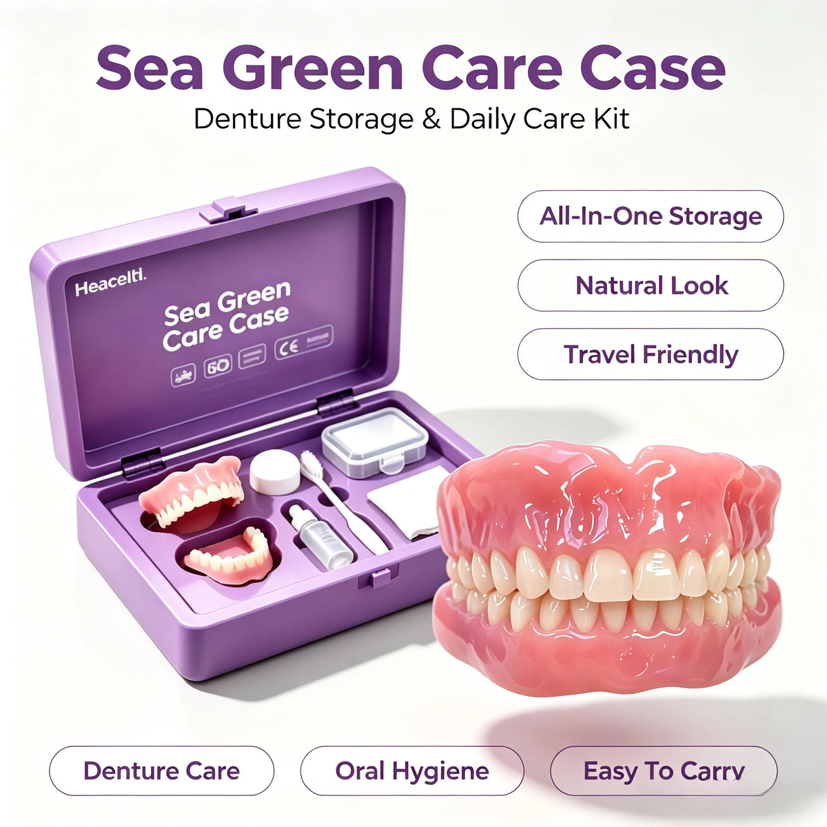 Natural Cosmetic Denture Kit and Fake Teeth Set for Daily Smile Comfort Fit