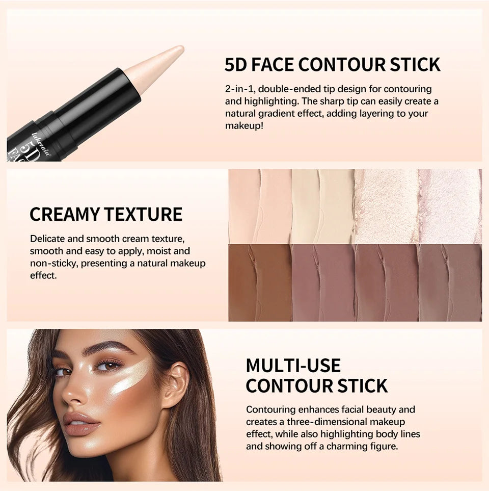 Dual Ended Contour Stick and Face Highlighter for Perfect Sculpted Makeup Looks