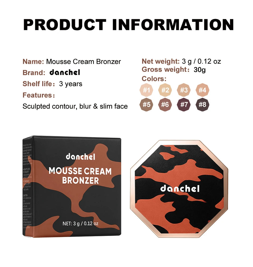 Cream Mousse Bronzer and Face Contour Makeup for Daily Sculpting and Tanning - 15
