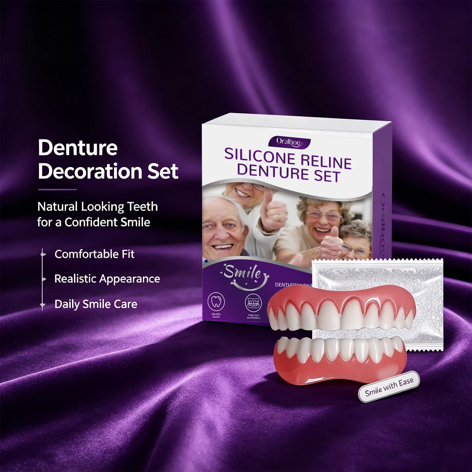 Cosmetic Denture Kit and Fake Teeth Set for a Natural Smile and Confident Look - 3