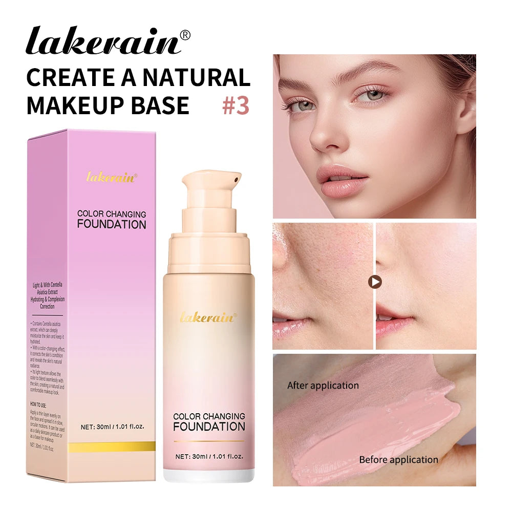 Color Changing Foundation and Liquid Makeup Base for Daily Radiant Skin
