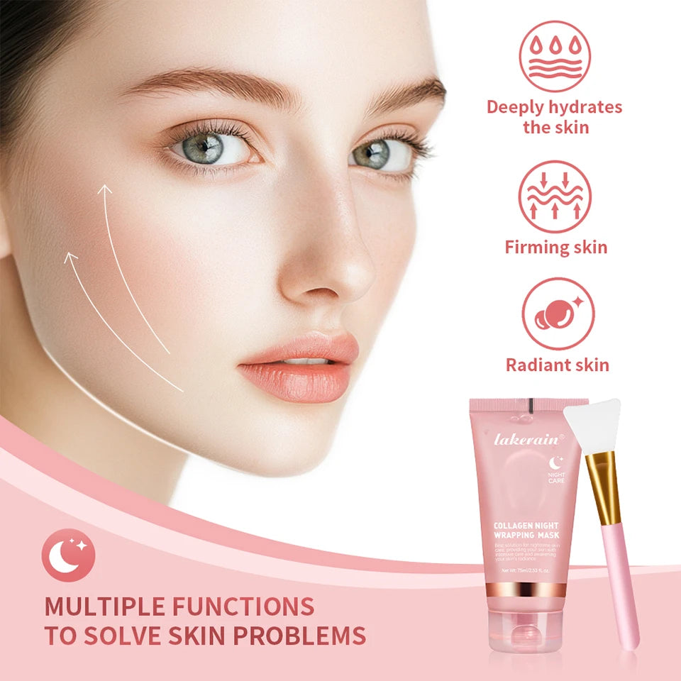 Collagen Night Wrapping Mask and Peel Off Facial Treatment for Overnight Repair