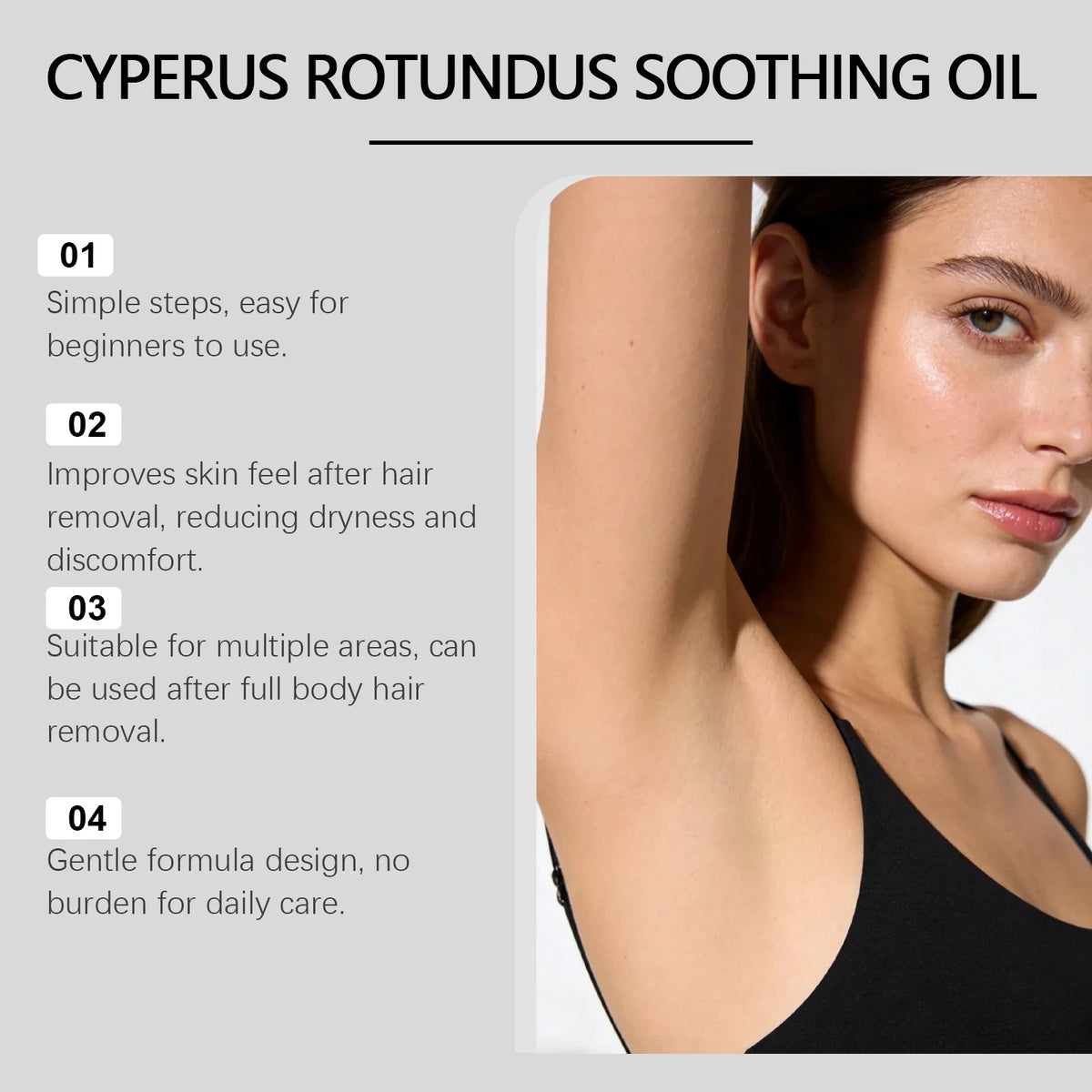 Cyperus Oil and Hair Growth Inhibitor for Smooth Post Shaving Skin Care