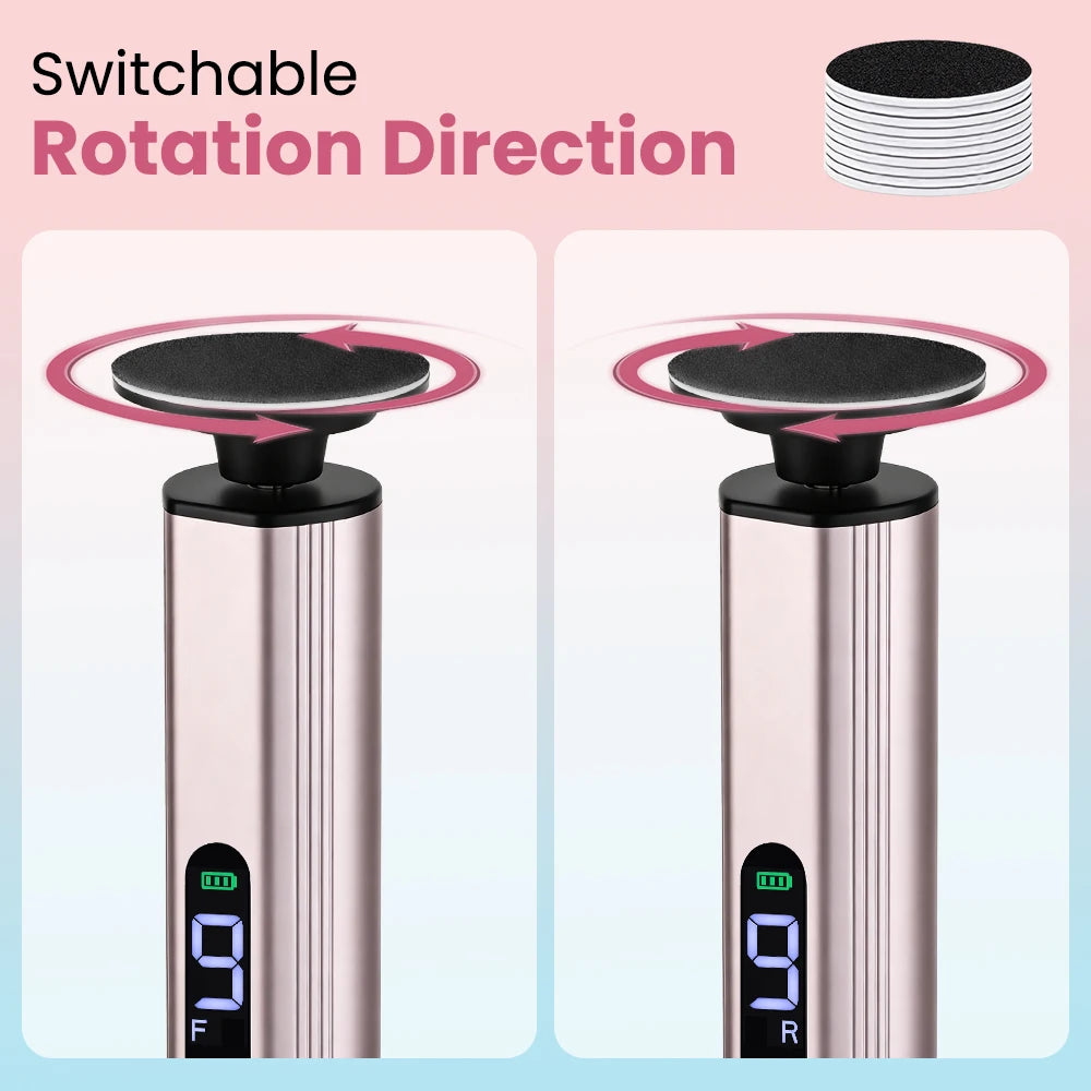 Electric Foot File and Callus Remover for Smooth Heels and Professional Pedicures