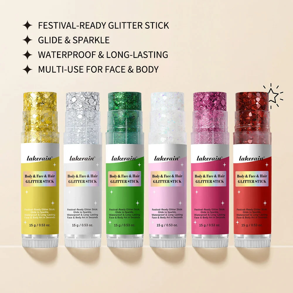 Body Shimmer Stick and Glitter Glow Balm for Festival and Party Makeup Looks