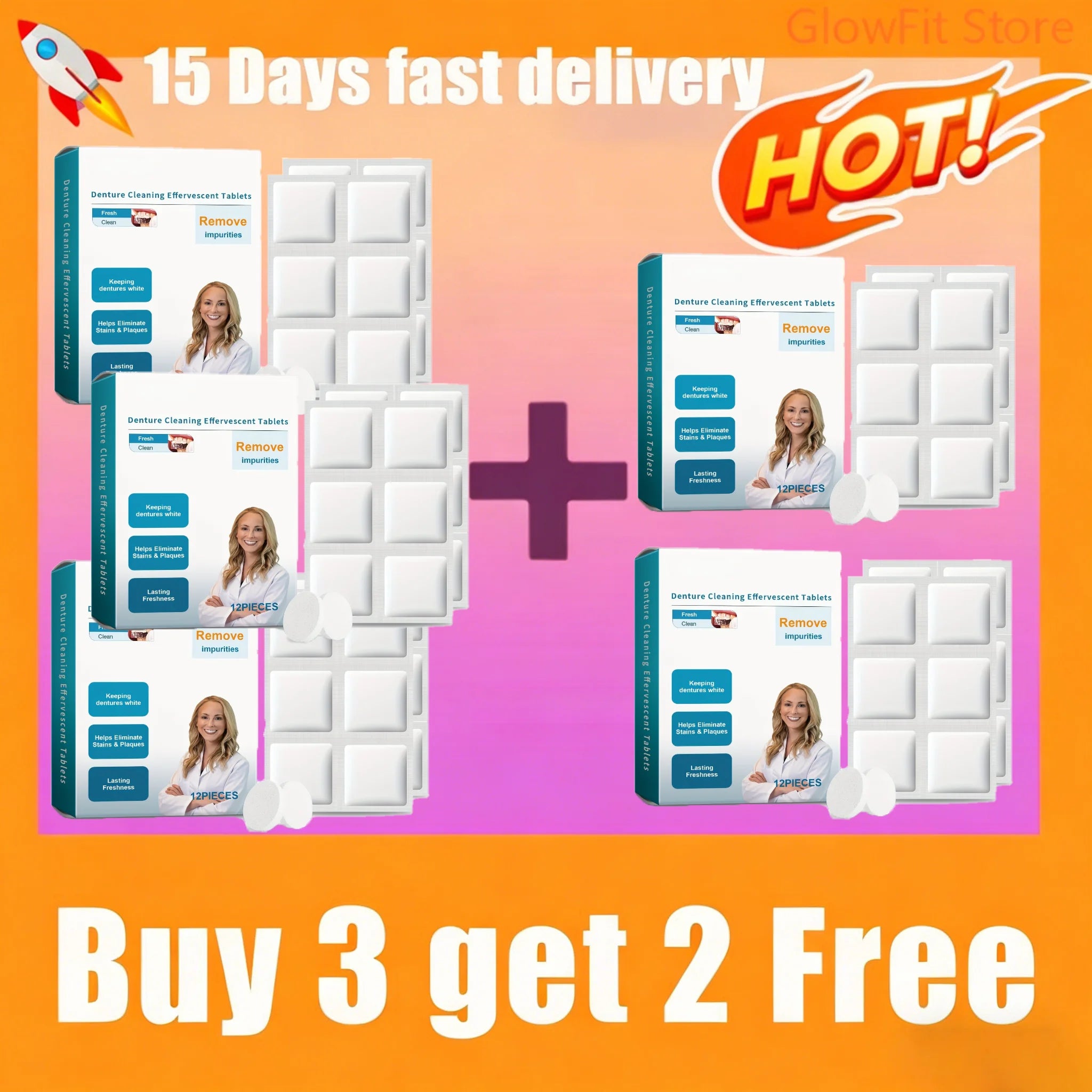 Denture Cleaning Tablets and Effervescent Soak Kit for Daily Dental Hygiene - 11