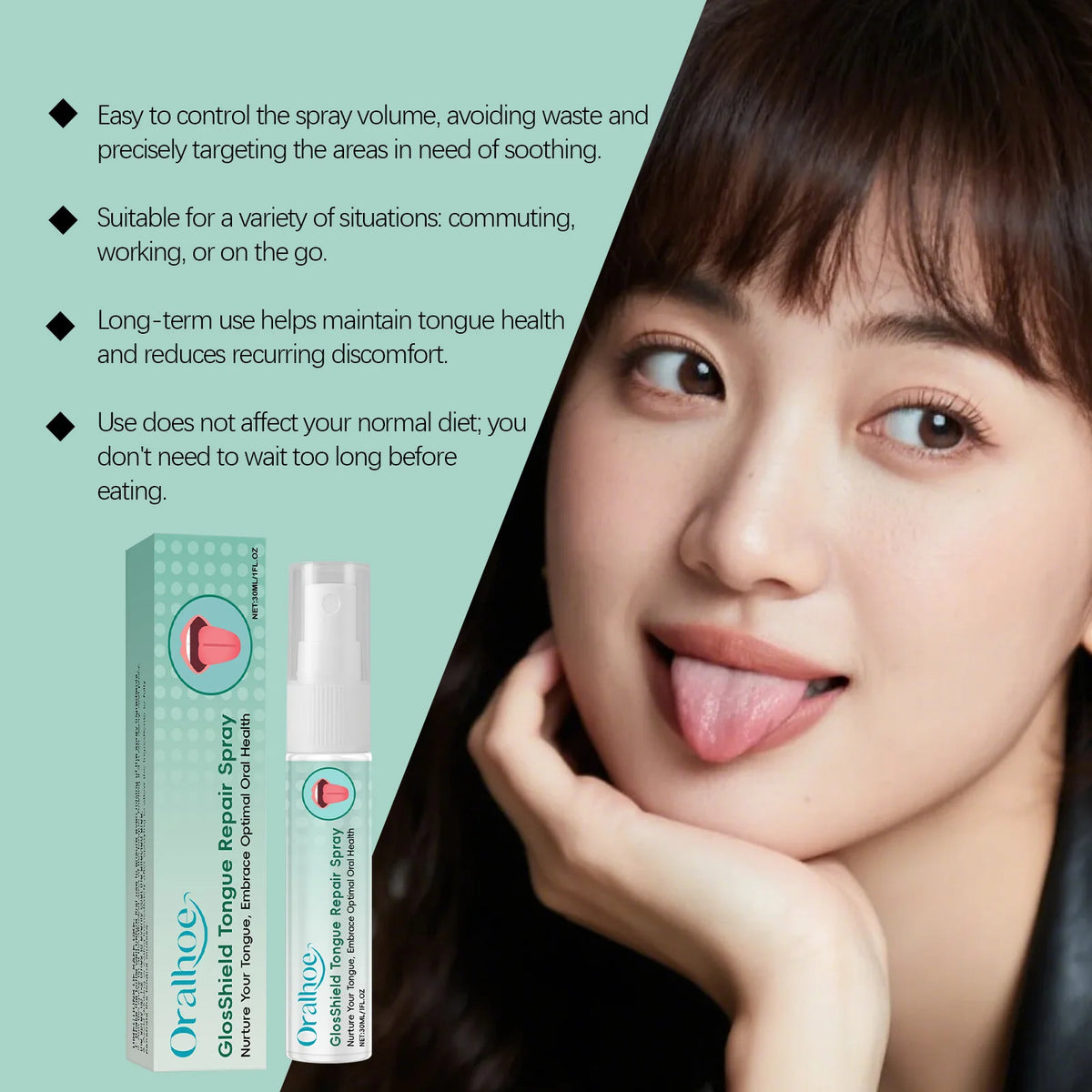 Tongue Repair Spray and Mouth Freshener for Daily Oral Care and Bad Breath