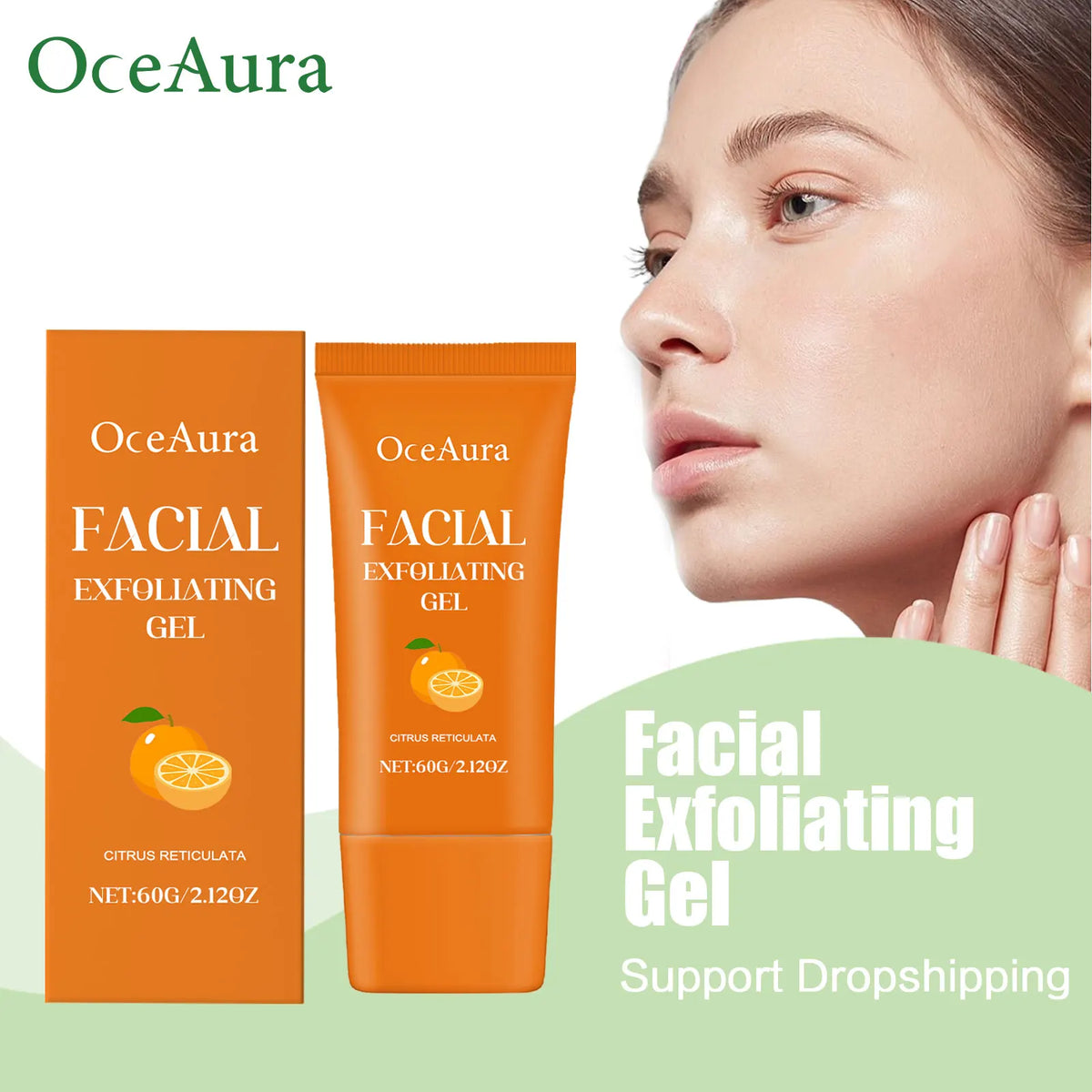 Orange Exfoliating Gel and Facial Scrub Cleanser for Brightening Dull Skin