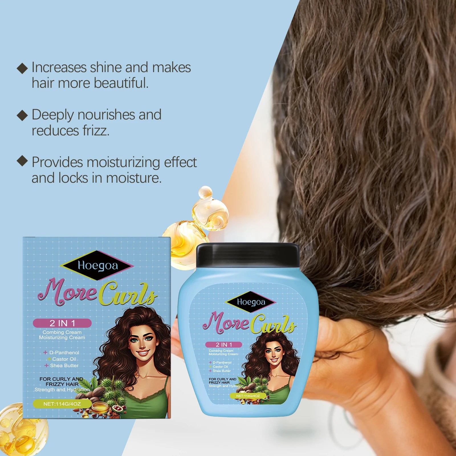 More Curls Hair Cream and Curl Defining Leave In for Hydrating Frizzy Hair - 16