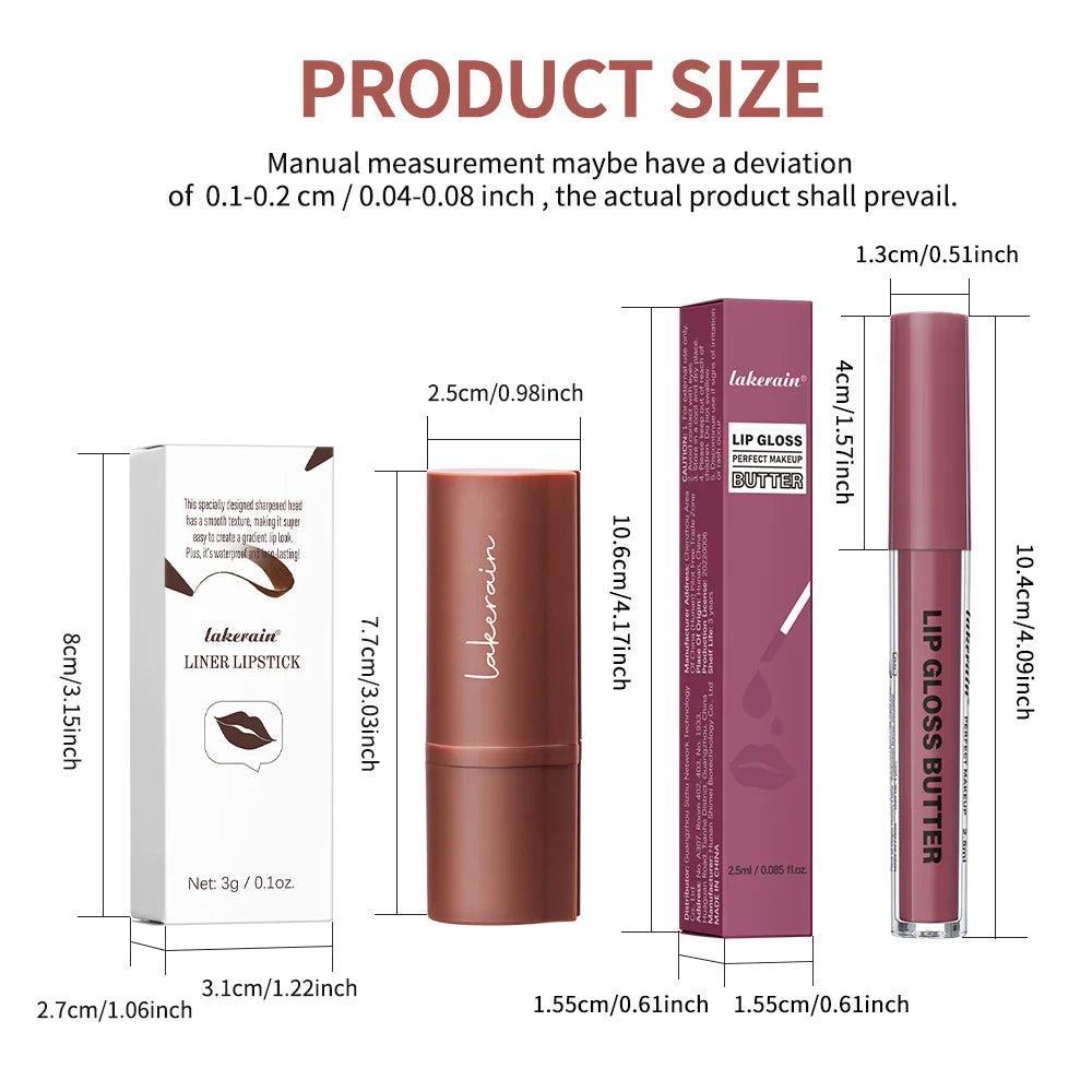 Lip Liner and Lip Gloss Set for Daily Makeup and Enhancing Natural Lip Shape - 7
