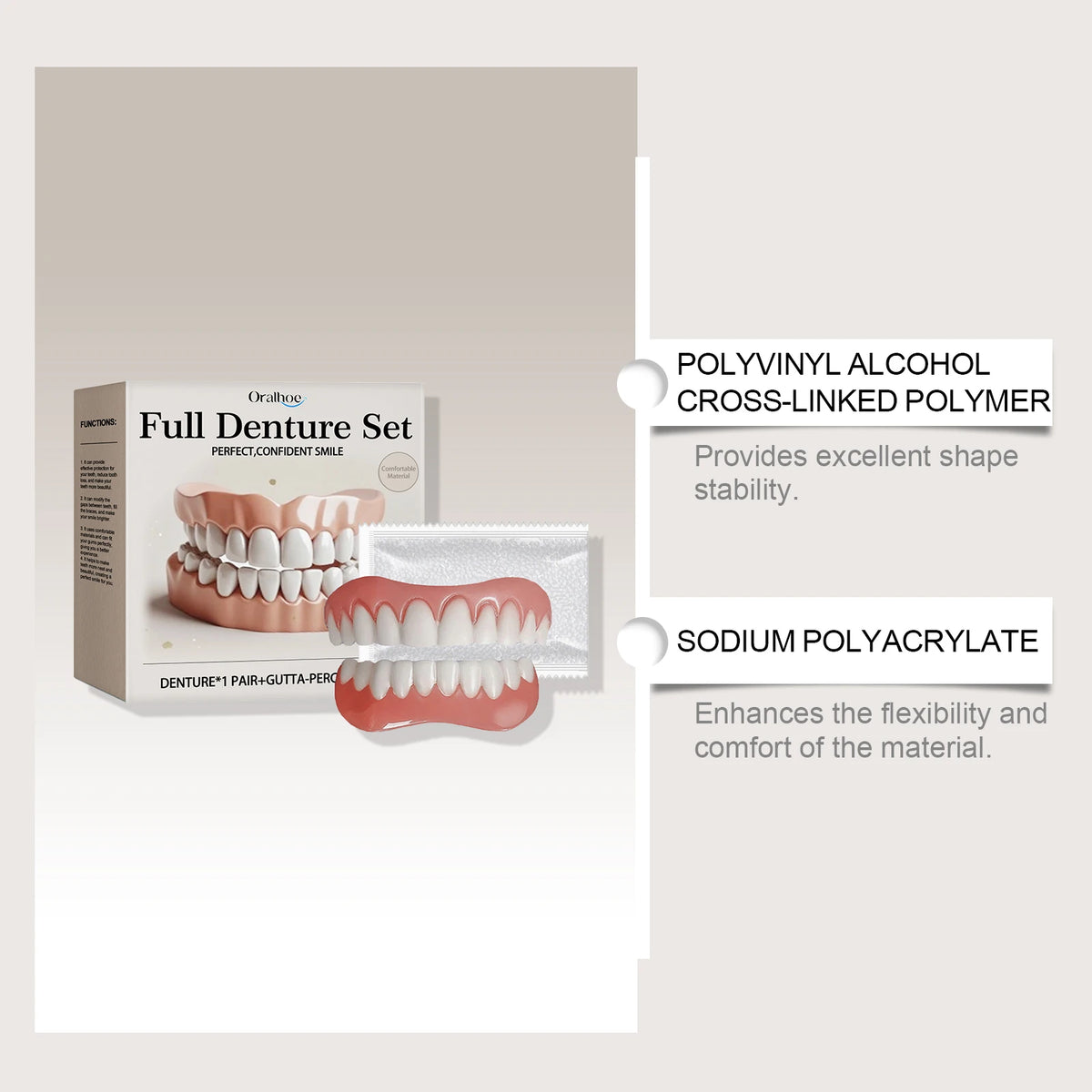 Silicone Denture Set and Temporary Teeth Repair Kit for a Brighter Smile