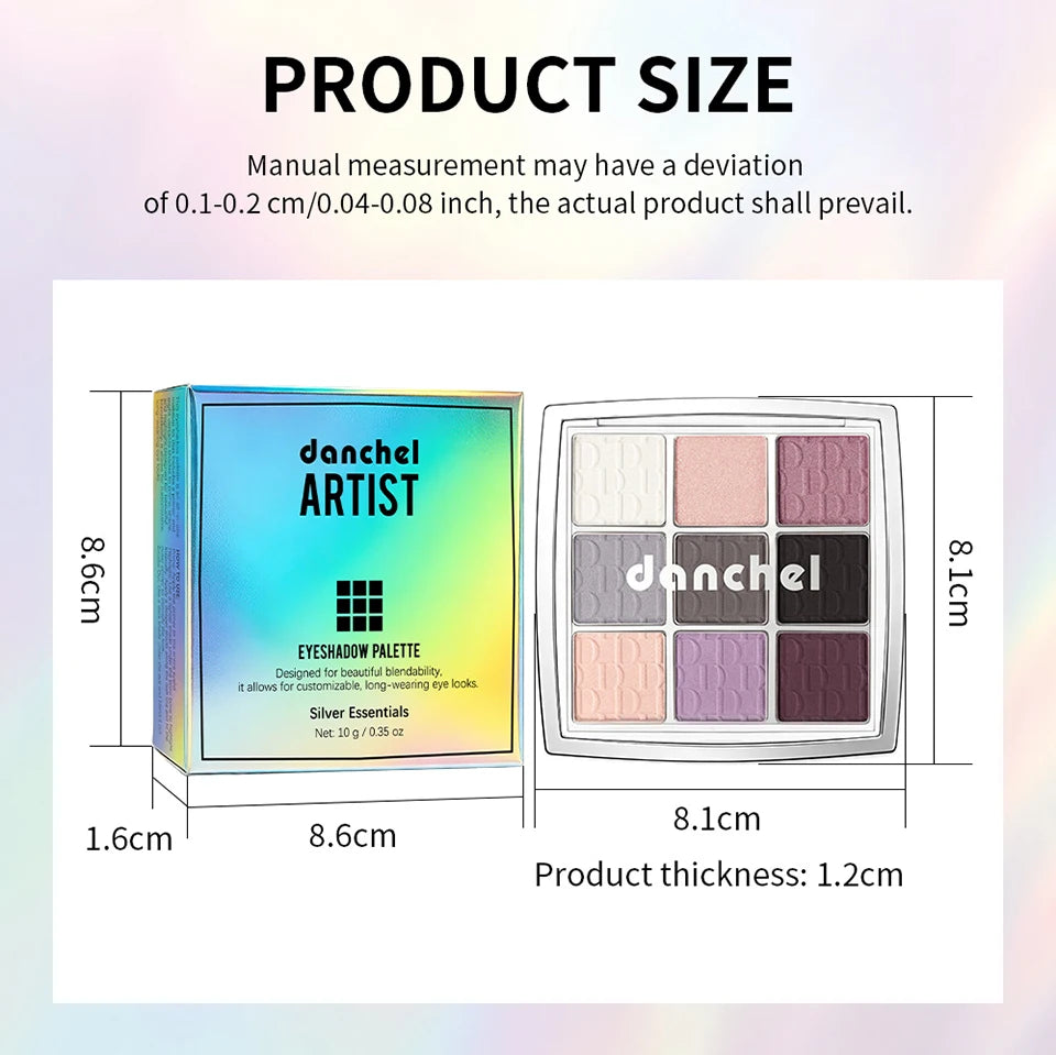 Nine Color Eyeshadow Palette and Matte Shimmer Makeup Kit for Daily Smoky Looks