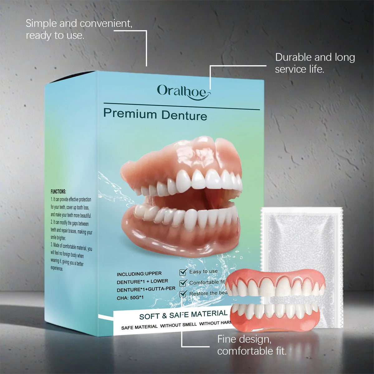 Silicone Denture Set and Temporary False Teeth for Improving Your Smile and Confidence