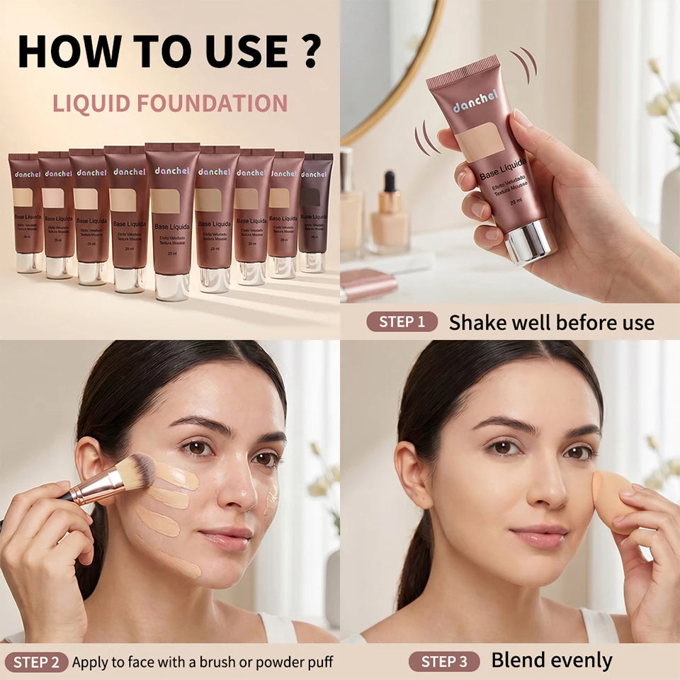 Liquid Foundation and Velvet Matte Makeup Base for Flawless Daily Face Coverage