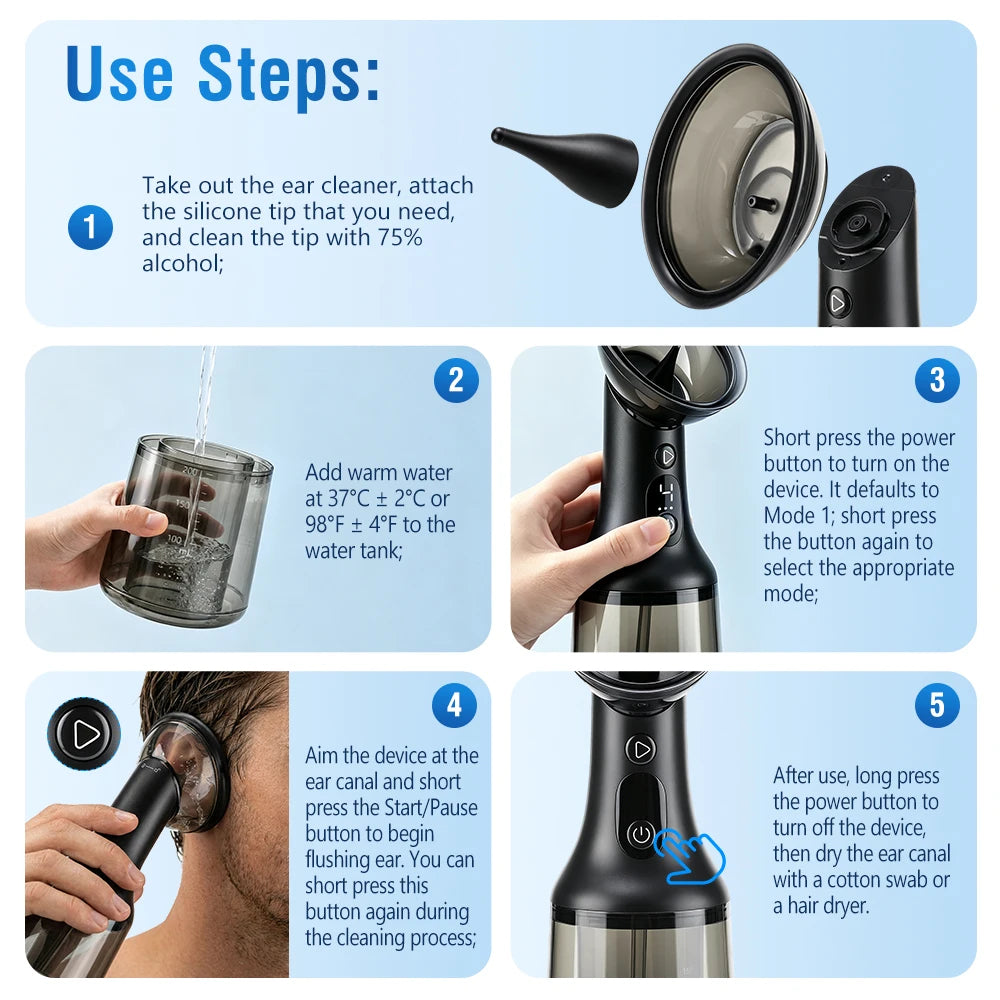 Electric Ear Wax Removal Tool and Irrigation System for Safe Home Ear Care - 12